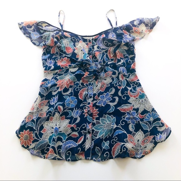 Maeve Mariposa Open-Shoulder Ruffled Floral Top Size 8 NWT - Picture 9 of 16